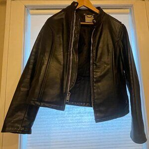 🔥 Vintage 1970s-1980s Black Genuine Leather Motorcycle Jacket Women’s Medium